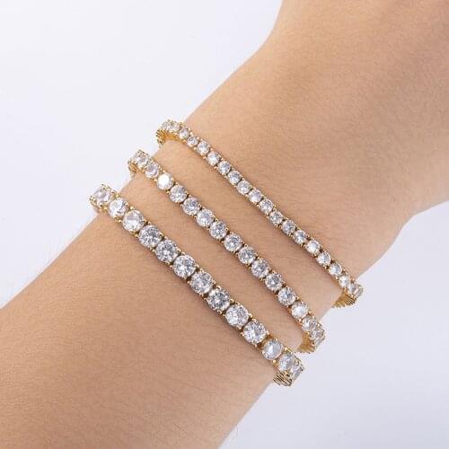 D&Z 3-5mm Cubic Zirconia Tennis Bracelets Iced Out Chain Crystal Wedding Bracelet For Women Men Gold Silver Color Bracelet