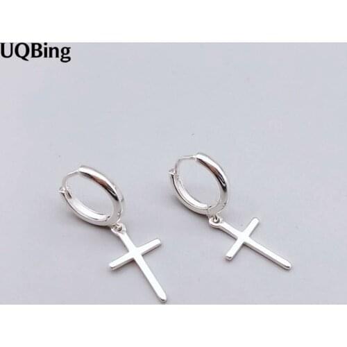 Wholesale 925 Sterling Silver Jewelry Cross Clip Earrings Women Pure 925 Silver Earrings Brincos Pendientes de plata