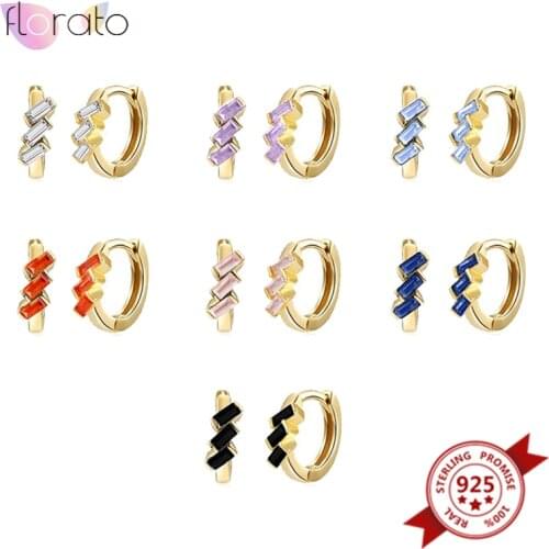 925 Sterling Silver Earrings for Women Gold Color CZ Zircon Huggie Hoop Earrings For Girls Fashion Hot Sale Jewelry