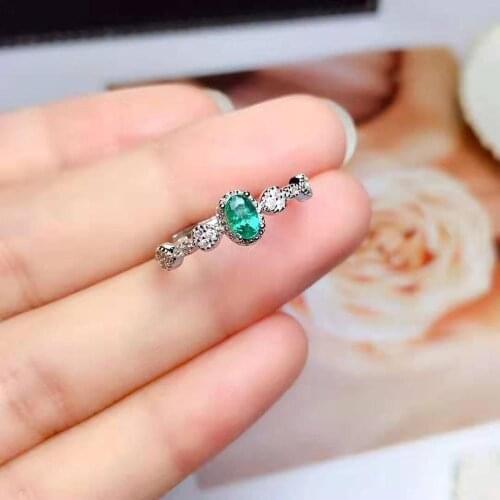 Natural Emerald Gemstone Ring S925 Pure Silver Stone Fine Fashion Wedding Charming Jewelry for Women Free Shipping
