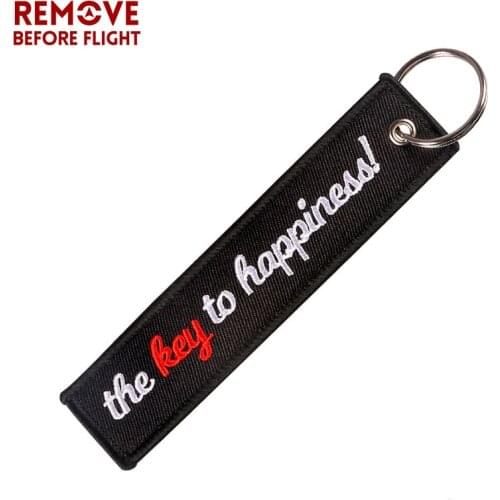 1PC Fashion Car Key Chain Embroidery The Key to Happiness Key Ring for Motorcycle llaveros Keychain Key Fobs OEM ATV Keyring
