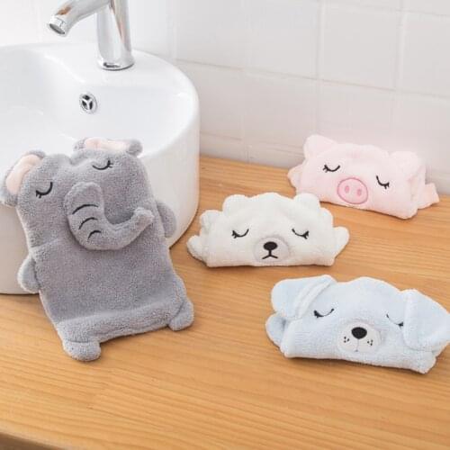 1Pcs Pure Color Coral Velvet Baby Kids Hand Towel Reused Soft Cute Cartoon Pattern Baby Hand Towel Baby Care