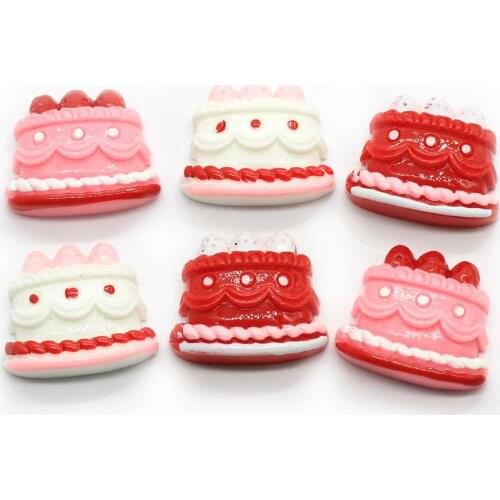 25MM Resin Simulation Birthday Cake Flat Back Cabochon Miniature Food Flatback Embellishment Accessories Scrapbooking