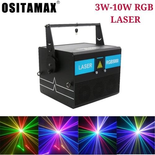 3D RGB DJ Laser Animation Strong Beam 3W-10W High Power Stage Show Laser Projector 20-40 Kpps Scanning Disco Lasers Light