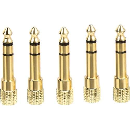 HOT-Gold Plated 6.35mm 1/4 Male to 3.5mm 1/8 Female Stereo Headphone Adapter - 5-Pack