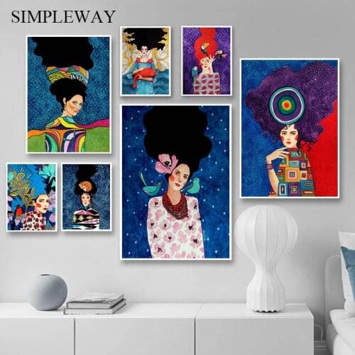 Abstract Fashion Girl Wall Art Canvas Painting Vintage Poster Nordic Minimalist Print Modern Artwork Picture Living Room Decor