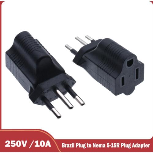 Universal US 5-15R Female to Brazil male Power Plug 3 Round Pin Adapter Travel Converter Plug 1 PCS