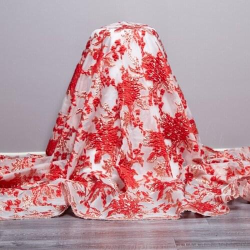 African Jacquard Tulle Lace Fabric 2021 New Red Hot Sale Frence Brocade Sewing Embroidrty Fabrics Dresses For Women Party A 2579