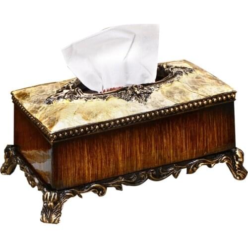 European retro large tissue box Eco-friendly resin rectangular dining table napkin holder creative desktop decorative ornaments