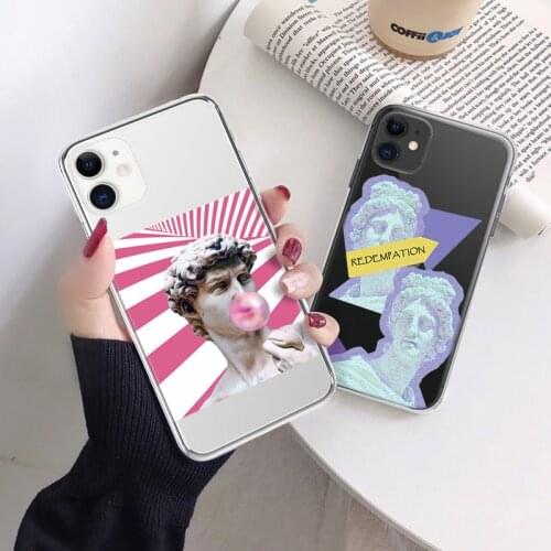 Ottwn Retro Abstract Art Painting Phone Case For iPhone 11 Pro Max X XR XS Max 7 8 6 6s Plus SE 2020 Soft TPU Silicon Back Cover