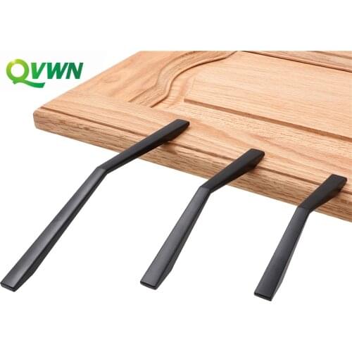 QVWN Black Cabinet Handle Square Furniture Hardware Stainless Steel Kitchen Door Knobs Cupboard Wardrobe Drawer Pulls