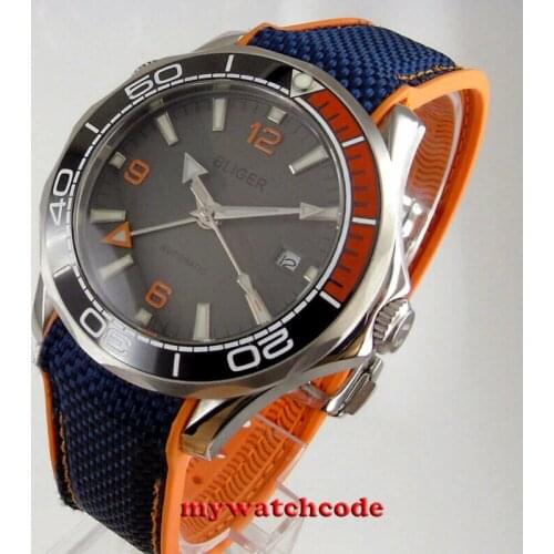 41mm bliger gray dial GMT sapphire glass ceramic bezel automatic mens watch date