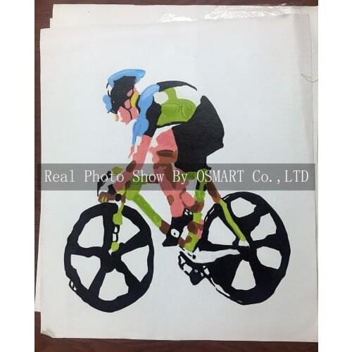 Cheap 100% Hand Painted Abstract Dog Pet Wall Picture for Living Room Decor Cyclist Painting on Canvas Funny Animals Cat Art