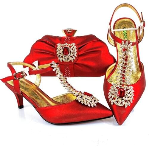 Doershow beautiful style Italian Shoes With Matching Bags African Women Shoes and Bags Set For Prom Party Summer Sandal! SJU1-3
