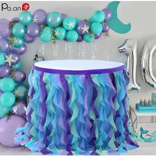 European Party Folds Wavy Table Circumferencer Wedding Banquet Birthday Rag Wicker Table Skirt Christmas Decoration Tablecloth