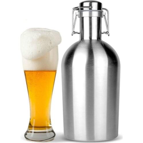 64oz 1.9L Stainless Steel Beer Growler Swing Top Hip Flask Ultimate Beer Bottle