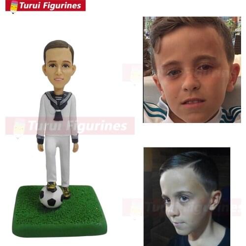 Football boy figurines made from photos pictures figurine of myself yourself your family custom handmade design by Turui Figurin