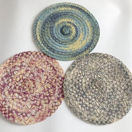 1PCS Placemats Round Woven Placemats Crochet Doily Heat Resistant Kitchen Anti-skid Table Mat