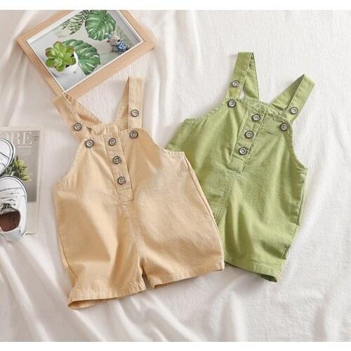 Baby Overalls 2021 Summer New Toddler Boys Girls Casual Loose Short Jumpsuits Kids Korean Solid Buttons Shorts Overalls Pants