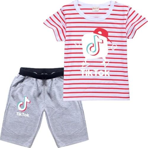 TIK TOK Children Clothing Set Boys Summer T Shirt +Pant 2pcs Sport Suit Toddler Baby Suit Kids Clothes Casual Fashion