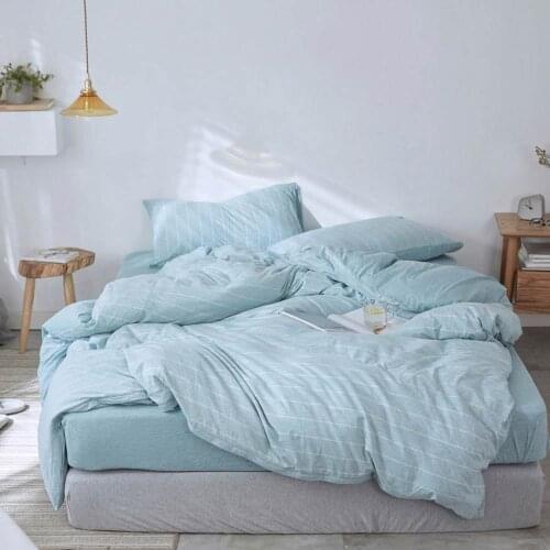 Svetanya Knitted Cotton Bedlinens Ru Europe Queen King Size Flat Fitted Sheet Duvet Cover Pillowcase Bedding Set