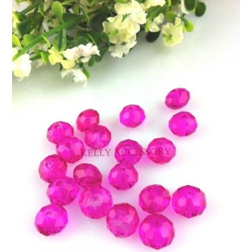 1000pcs 4mm Hot Pink Faceted Rondelle Beads Loose Spacer Crystal Glass Beads For Jewelry Making Headwear Bracelet DIY Beads