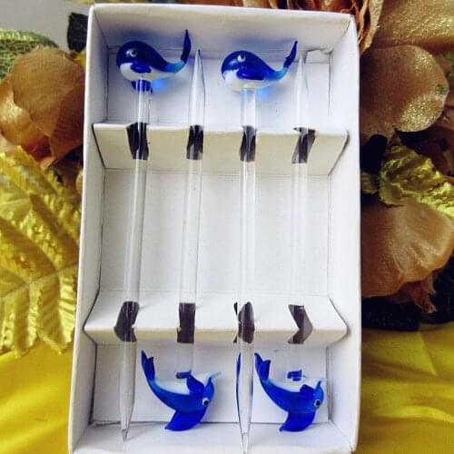 Murano handmade glass fruit fork cartoon animal dolphin figurine decoration glass tableware accessories pastry dessert fork