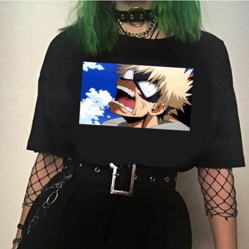 2020 anime My Hero Academia Tees Men Tops T-shirt manga Katsuki Bakugou Harajuku Unisex Tshirt Male 90s