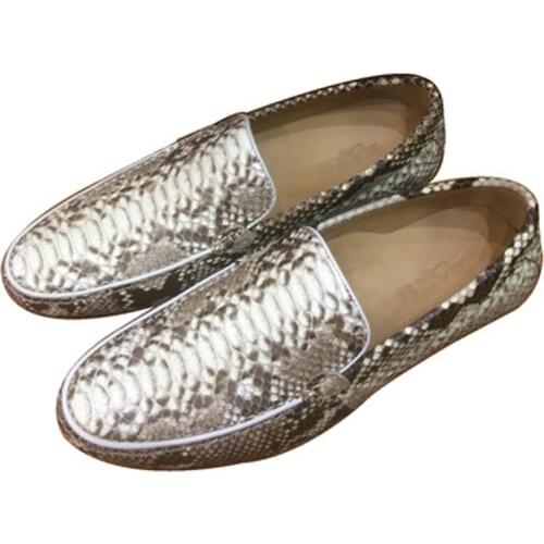 Shenzhen dae Python shoes leisure leather shoes Python skin Doug shoes male Soft face Driving shoes leisure Men shoes