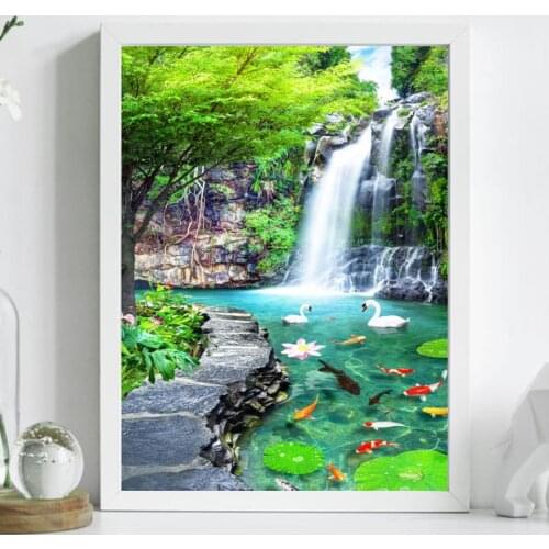 DIY 5D Diamond Painting Waterfall Landscape Cross Stitch kit Full Drill Embroidery Mosaic Art Picture of Rhinestones Decor