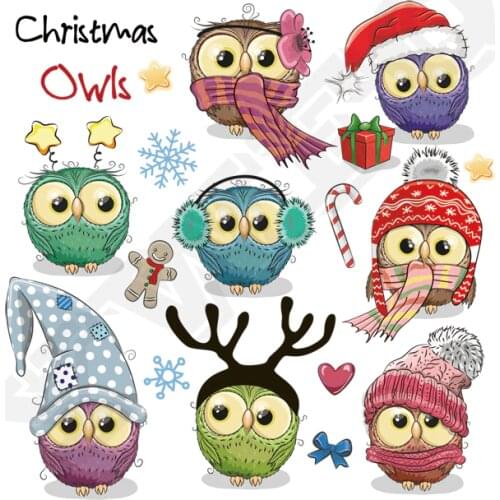 Christmas Owls Set Iron-on Patches For Clothing Heat Transfer DIY Accessory Patch Heat Press Appliqued Christmas Gift