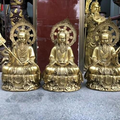 52CM A set 3PCS Taoist priest Taoism temple Hall SAN QING ZUSHI Buddha Gods statue Bronze Buddha statue of taishanglaojun
