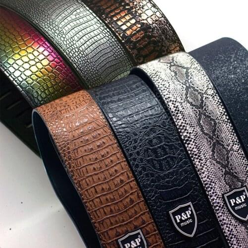 New Guitar Parts Widen Electric Guitar Strap Black Grey Crocodile Snake Skin Embossed PU leather Acoustic Guitar Belt Bass Strap