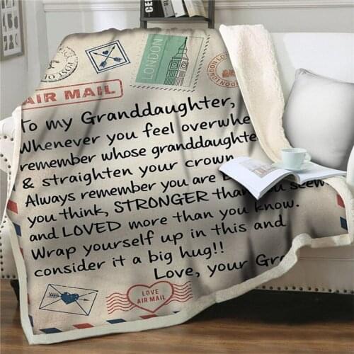 Letter To My granddaughter Plush Throw Blankets Sherpa Fleece Bedspreads Blanket Vintage Bedding Square Picnic wool soft Blanket