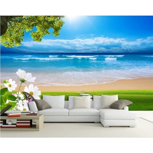 Custom 3D photo wallpaper, 3D beach landscape for living room bedroom TV background wall waterproof papel de parede