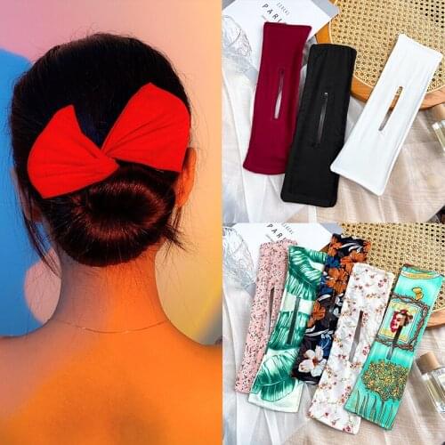 17KM Korean Magic Twist Bow Scrunchies Floral Print Hair Tie Headband Colorful Hairband Headwear Ponytail Holder Accessories