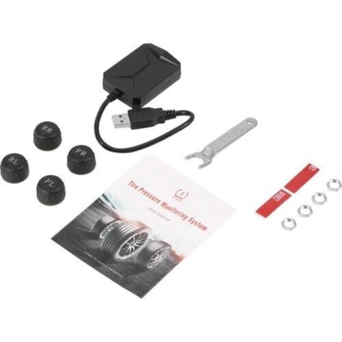 Universal USB Car TPMS Android Tire Pressure Monitoring System with 4 External Sensors Auto Security Alarm Systems