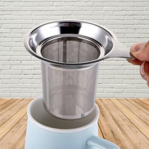 304 Stainless Steel Tea Infuser Reusable Fine Mesh Filter Tray Brew-in-Mug Tea Strainer Teaware Supplies Kitchen Tools Hot Sale