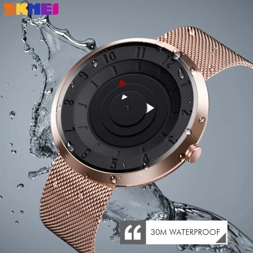 SKMEI Luxury Simple Men Quartz Watch Outdoor Sports Waterproof Wristwatch Creative Stainless Steel Strap Clock Relogio Masculino