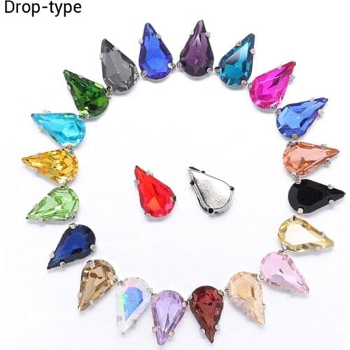 Hot Drop Shape Glass Rhinestones 50pcs/lot Sewing Claw Rhinestones Diy Clothing Wedding Dress Material Accessories Rhinestones
