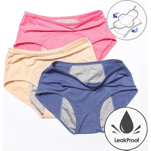 Solid Leak Proof Menstrual Period Panties Women Underwear Physiological Pants Cotton Health Briefs High Waist Warm For Female