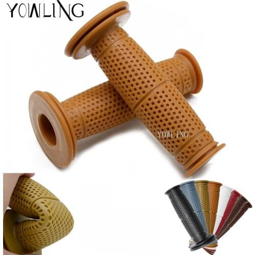 2Pcs Motorcycle 7/8'' Retro Vintage Rubber Handlebar Hand Grips Bar End Non-slip Girds Motocross Handle Bar Moto Accessories