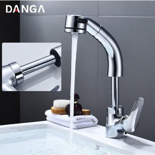 Pull-out Basin Faucet Bathroom Sink Tap Bathtub Mixer Washbasin Hot and Cold Faucet Balcony Laundry Pool Shampoo Shower Faucet