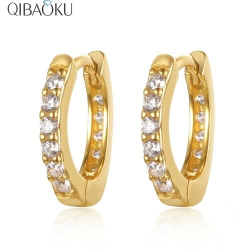 925 Sterling Silver Earring Zircon Circle Hoop Earrings for Women Round Fashion Simple Noble Ear Jewelry Gift