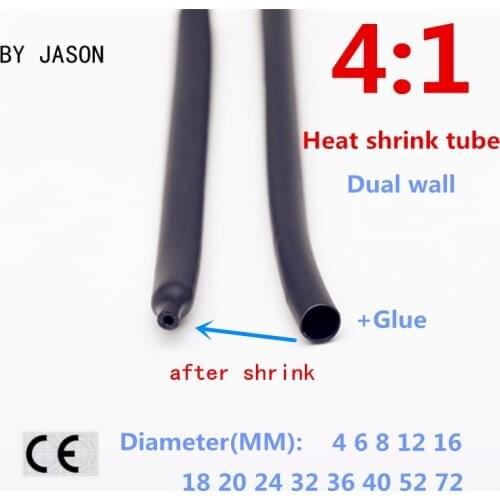 1meter 4:1 heat shrink tube with Glue thermoretractile tube heat shrinkable tubing heat shrink tubing diameter 4mm-72MM