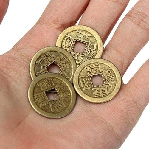 10 Pcs Lucky Chinese Fortune Coin Oriental Emperor Money Set Hole Hanging Decor