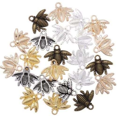 30pcs Colored Drop Oil Alloy Vintage Bee Pendant Jewelry Accessories DIY Crafts Arts Earring Necklace Ornament Hanging Materials