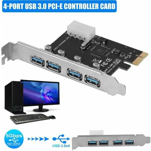 4Port PCI-E to USB 3.0 HUB PCI Express Expansion Card Adapter 5 Gbps Speed Top
