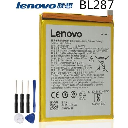 New BL287 3760mAh battery Batterie for Lenovo K5 Note 2018 / K9 note 6.0 inch L38012 Battery + Tools