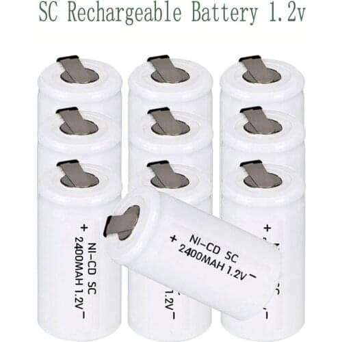 18Pcs SC Battery 2400mAh Rechargeable Sub C SC 22420 with An Extension Cord Processed Into Tools Battery Pack